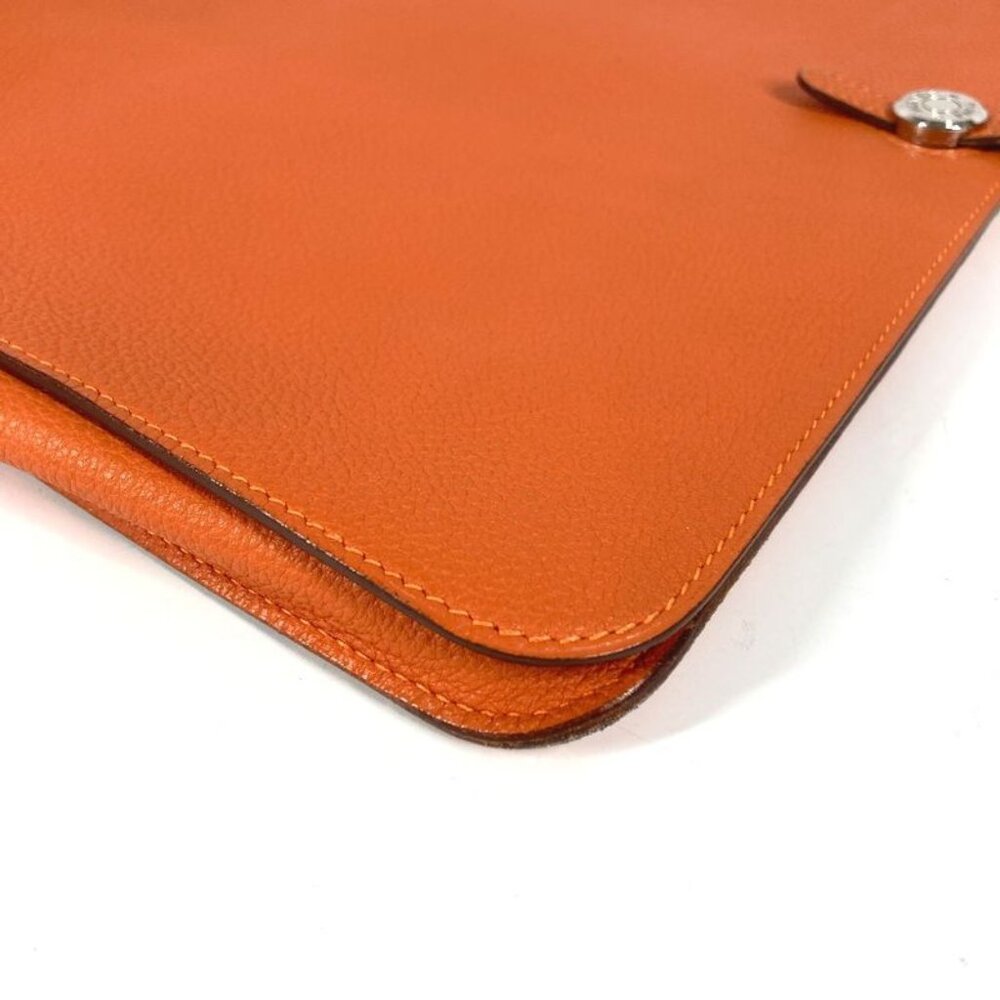 Hermes Clutch Bag Dogon Meeting Taurillon Clemence Orange - Picture 4 of 9